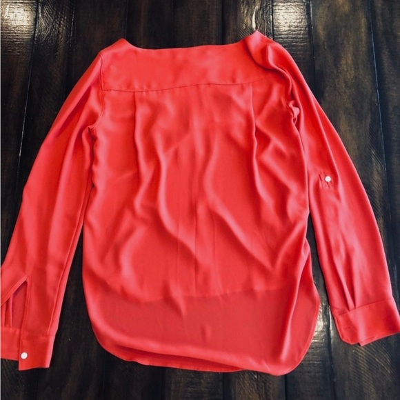 Ann Taylor Loft women size XS long sleeve red blouse top - Picture 12 of 13